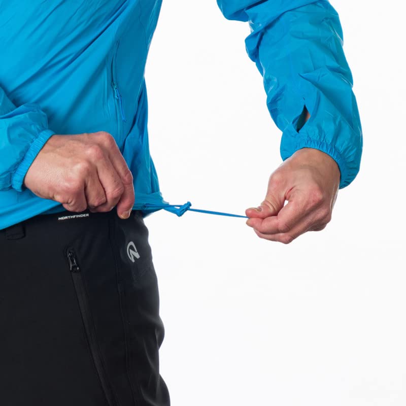 NORTHFINDER Chaqueta impermeable para hombre, empaquetable, multideporte, para bicicleta, ultraligera, para correr, senderismo, montañismo, ropa deportiva, chaqueta NORTHCOVER, azul, XXL
