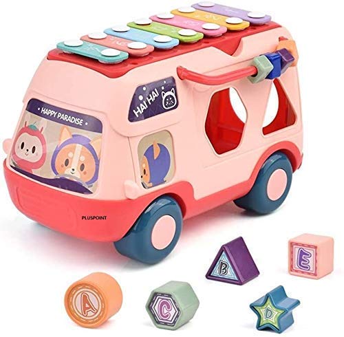 LUCHILA Hai Hai Bus with Shape Sorter Blocks and Piano with Music, Sounds, Lights, Musical Drum, Xylophone, Shape sorter, Pull Along, Fun & Learn 3+ Years Girls and Boys. (Multi Color). (B09TWG6WDD) Amazon Price History, Amazon Price Tracker