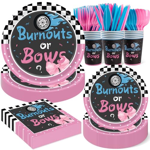 350 PCS Burnouts or Bows Gender Reveal Decorations for 50 Guests