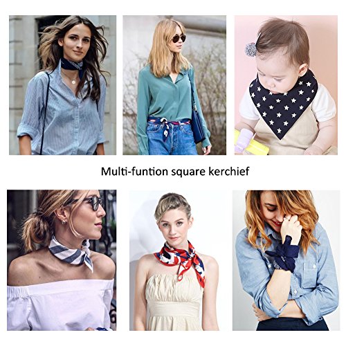 Kerchief Neck Scarf Women Square Kerchief, Silk Scarf Bandanas Headband 23.6x23.6 inch 7
