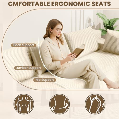 Image of LEVELEVE 107 inch Cloud Sectional Couch with Deep Seat,Modern Modular Sofa with L-Shape Chaise,No Assembly Required, Upholstered Couches for Living Room Bedroom(Beige,Left Facing Chaise)