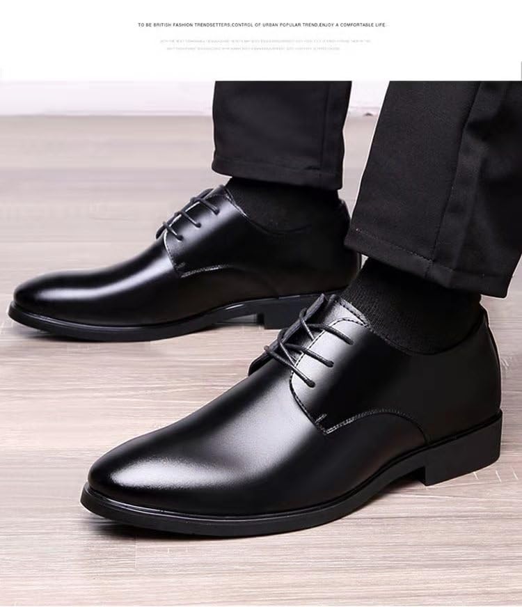 Men's Shiny Patent Leather Dress Shoes Oxfords PU Fashion Dress Sneakers Business Casual Derby Shoe Casual Work Office(12.5)4