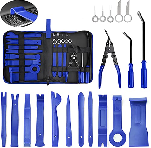 HiYi Trim Removal Tool Kits, Pry Tool Kit Panel Disassembly Tool, 19Pcs Auto Clip Pliers Fastener Remover Sets, No Scratch Car Interior Audio Trim Removal Set Specialty Trim Tools with Storage Bag