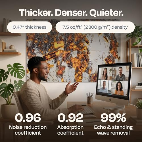 Image of XL Acoustic Wall Panels 6-Pack Decorative Acoustic Panels High Density Sound Absorbing Wall Art 70.86X47.24 Inches with Self-adhesive for Studio Home and Office - Inferno Quiet