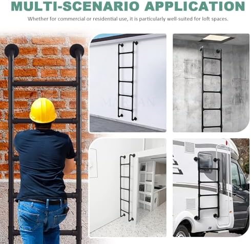 300cm Industrial Egress Ladder for Bunk Beds, Dorms, and Narrow Spaces - 300LBS Capacity, Easy Installation, Perfect for Windows and Warehouses