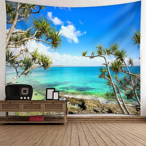 Tapisserie murale tissu paysage mer 200x200 cm grand format décoration artistique