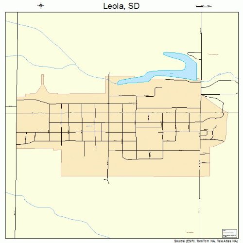 Large Street & Road Map of Leola, South Dakota SD Printed poster size wall atlas of your home