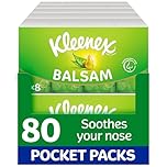 Kleenex® Balsam Pocket Tissues - 80 Pocket Packs of Travel Tissues - Balmcare to Protect and Soothe Your Nose for Cold & Flu