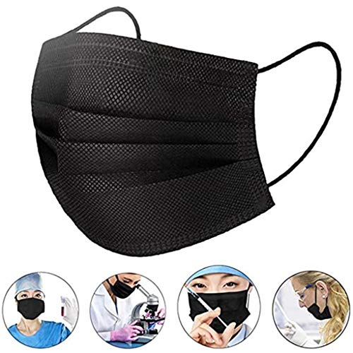 Stay&me 50 stuks wegwerp-maskers voor volwassenen, 5 lagen, zwarte mond- en neusbescherming, bloemenprint, stofdicht, mond- en neusbedekking, ademend, mondbescherming voor dames en heren - Image 3