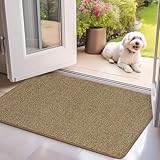 Mibao 屋内ドアマット 35.5インチ x 59インチ ダートトラッパー 玄関ドアマット 滑り止め 薄型マット 犬のドアマット 超吸収ウェルカムマット 玄関/バックドア/靴スクレーパー用 ブラウン
