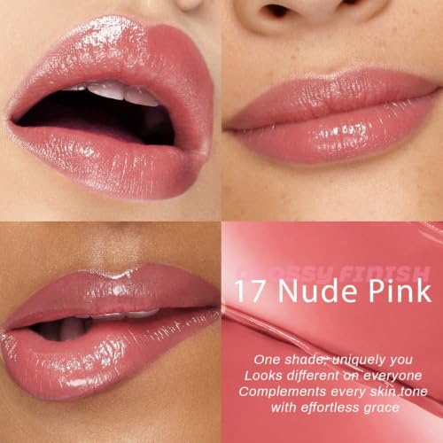 Image of evpct Nude Pink Honey Lipstick Tinted Lip Balm Oil Stick for Women, 17 | Sheer Lightweight, Moisturizing, Shine, Volumizing, Hydrating Nourishing Serum for Glossy Nourished Lips, Cruelty-Free Vegan