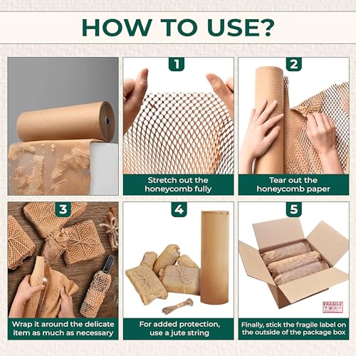 Honeycomb-Packing-Paper-for-Moving--15-x-2400-Sustainable-Alternative-to-Bubble-Wrap-for-Movingshipping-Fragile-Items-With-20-Fragile-Stickers-and-33-ft-Jute-Rope