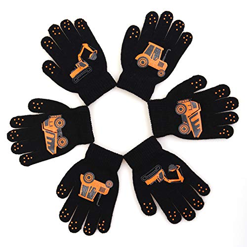 Cooraby 3 Pairs Winter Kids Gloves Warm Stretchy Knitted Magic Gloves Full Finger Mittens4