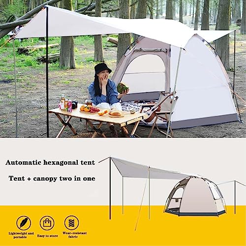 Carpa hexagonal para camping BNEI 5-8 personas con toldo miniatura 5
