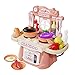 AJAMQ Jouets De Cuisine pour Enfant, Jeu D'imitation avec Son Et Lumière, Accessoires De Cuisine Et Ustensiles, Jouet Éducatif Cadeaux Éducatifs pour Garçons Et Filles 3+ Ans,Rose