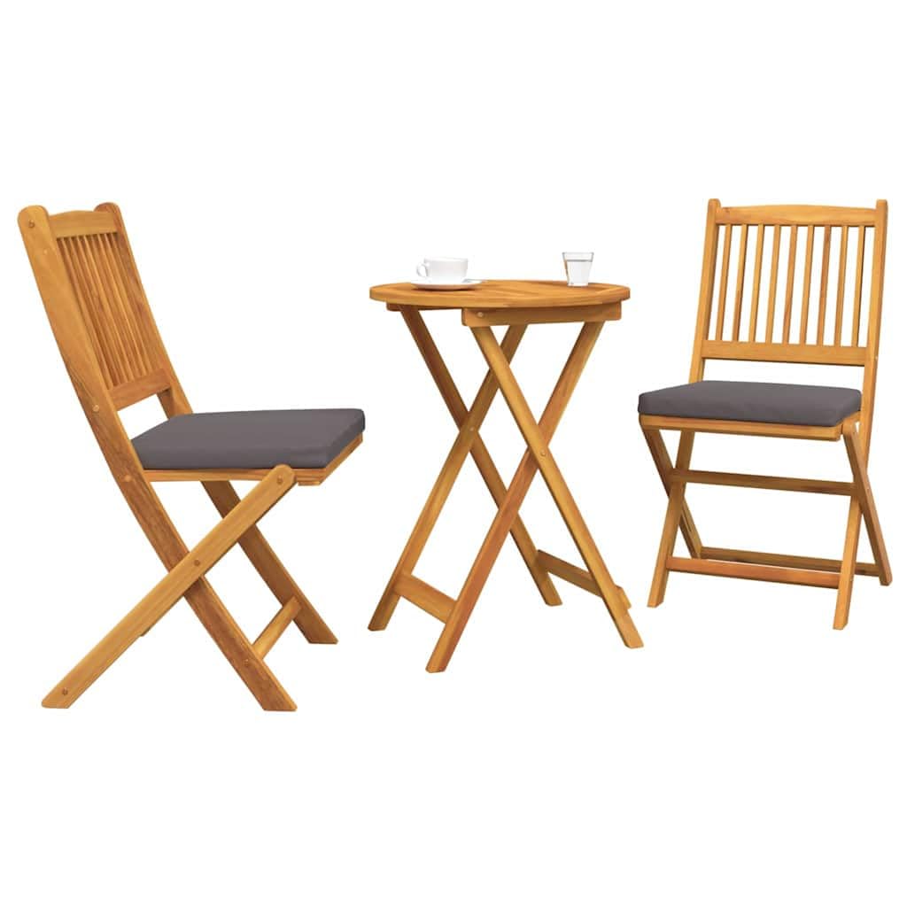 GartenBistro zestaw 3-częściowy, stół i 2 krzesła, lite drewno akacjowe, brązowe, na taras i patio, nowoczesne wzornictwo, łatwe w utrzymaniu
