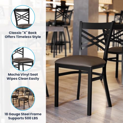 Image of Flash Furniture Hercules X-Back Restaurant Chair - Vinyl Seat, Black /Mocha