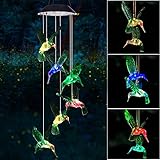 Solar Hummingbird Wind Chimes Outdoor Gifts, Sympathy Wind Chimes,Memorial Gifts, Outdoor Decor,...