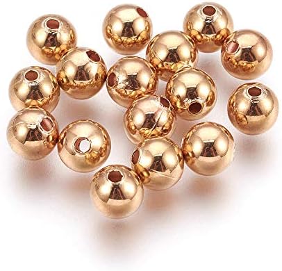 Cheriswelry 400pcs Round Spacers Bead 3mm Real 18K Gold Plated Brass Metal Tiny Smooth Ball Bead Charms for Jewellery Bracelet Crafts Making Hole:1mm