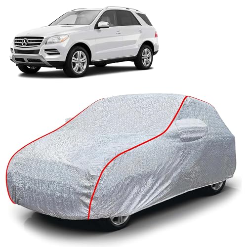 Image of Sulfar 100% Waterproof Car Body Cover Compatible with Mirror for Mercedes Benz ML350 (Triple Stitched, Full Bottom Elastic, Magic Silver with Red Piping)