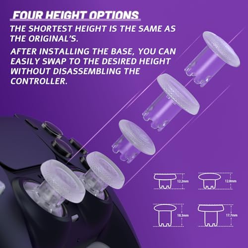 Image of eXtremeRate ThumbsGear V3 Interchangeable Ergonomic Thumbsticks for PS5 Controller, Replacement Analog Thumb Sticks for PS4 Controller - 4 Height Adjustable Convex & Concave Grip Joysticks - Clear