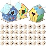 DoubleFill 12 Pack 4.33'' Wooden Bird House Craft Kit for...