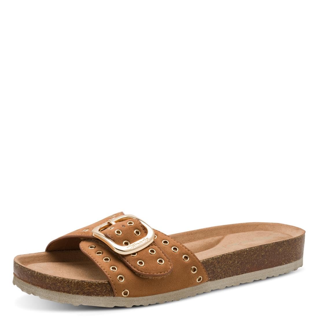 Tamaris Women Footbed Slide with Cone heel brown 3.5 UK