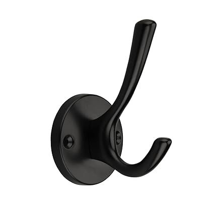 TUNNY Round Bottom Coat Hooks - Matte Black Coat Hooks (5 Pack) for Starter Shoe Cabinets, Wardrobes Bathroom Bedroom Furniture Hardware (Has Screw Holes, Matte Black)