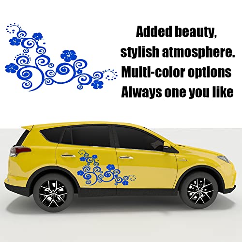 Retro Flowers Car Decal Stickers Flourishing Flowers Graphics Vinyl Sticker Car Side Body Decal 31.5'' X 19.68'', Blue #TOP2