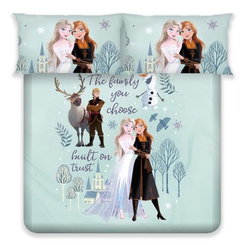 Image of Sassoon Disney Frozen Sisters Digital Printed 100% Cotton Bedsheet with 2 Pillow Covers in 300TC