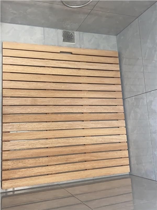Genérico Alfombrilla Cuadrada de Teca para baño, Alfombrilla Grande de Madera Maciza para Ducha/bañera con Patas de Goma Antideslizantes e Impermeables de 20, 24, 28, 32, 36, 40 y 44 pulgad