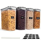 Daitore Cereal Containers Storage Set, 4 PCS Airtight Food Storage Container with Lids, BPA-Free Plastic Storage Containers for Cereal Rice Flour Sugar Dry Food (135.2 oz/4 Pcs)