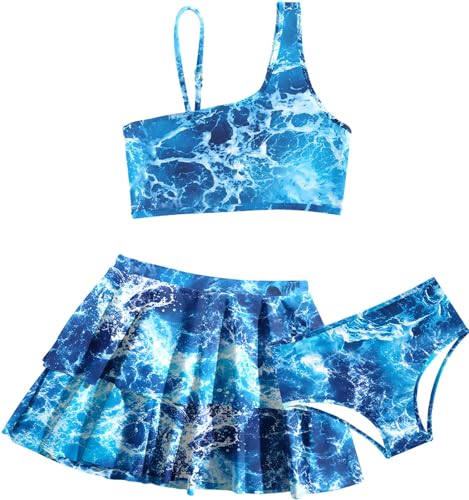 Image of RAISEVERN Girls Swimsuit 3 Piece Bathing Suits Cute Swimwear for 5-12 Years