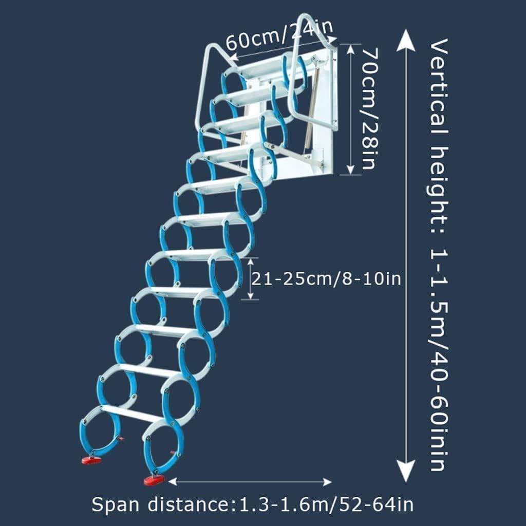 Scale per soffitta Scale manuali per soffitta Scala per soffitta salvaspazio Scala per soffitta Stretta a Parete Scala Pieghevole abbassabile (H1 2.5)