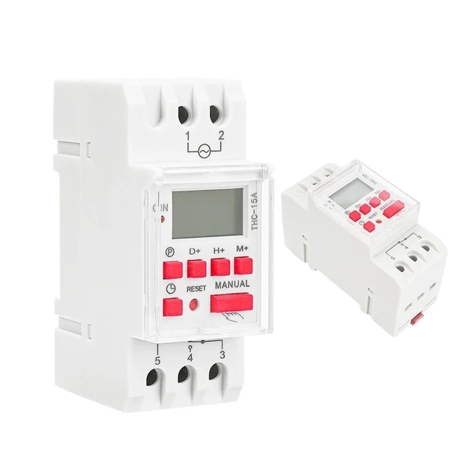 Temporizador Digital programable semanal de 15 A, 20 A y 30 A con Carril DIN, CA/CC, 12 V, 24 V, 110 V, 220 V y 240 V.(THC-20A-ACDC12V)