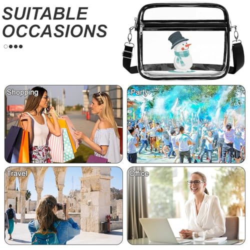 Cute Snowman Large Crossbody Bag Clear Stadium Bag Anti-Theft Side Shoulder Bags Messenger Bag with 2 Compartments4