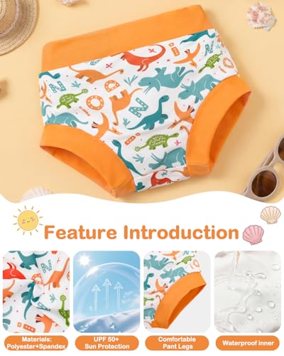 Image of ALVABABY 3 Pack Reusable Baby Boys Swim Diapers UPF 50+ Washable Toddler Beach Diapers