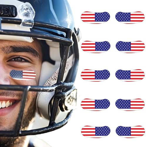 40 Pairs American Flag Eye Black Temporary Tattoos, Sports Face Patriotic Eye black Temporary Tattoos for Baseball Football Softball Themed Party Birthday Party Supplies (Strip3)