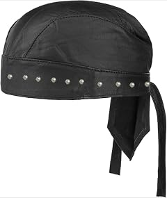 Sheep Leather Skull caps in Black Sweat Head Wraps Studded Skull Cap Bandana Style in Real Do Du