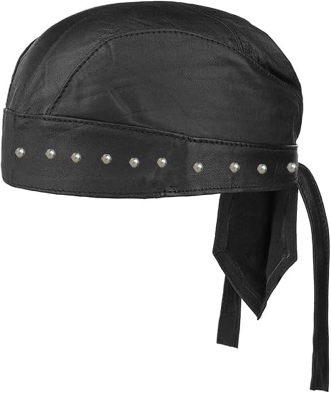 Sheep Leather Skull caps in Black Sweat Head Wraps Studded Skull Cap Bandana Style in Real Do Du