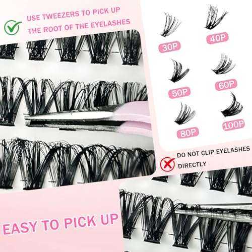 Image of MAYCREATE 570pcs Lash Clusters Fake Eyelashes Eye Lashes for Women 8 10 12 14 16mm Mixed Length & Densities Cluster Lashes Eyelash Wispy Cat Eye Custom Volume False Eyelashes (Non-Adhesive)