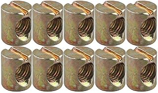HALJIA 10 PCS M8 * 15MM Barrel Nuts Dowels Slotted Nuts for Furniture Bed Cot Chairs Crib