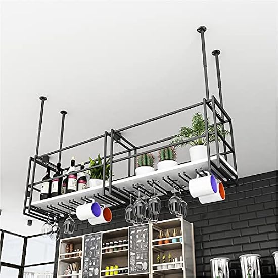 天井ワインラック棚 - 吊り下げ式ワイングラスラック付き天井