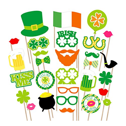 [USA-SALES] St Patrick's Photo Booth Props , Attached, No DIY Required, Party Decorations Photo Booth Props Irish Day Mustaches by USA-SALES Seller