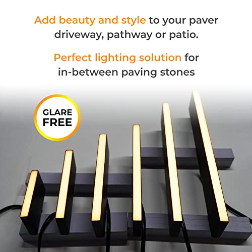 Image of LUMENGY Paver Light Slim 0.5x6 Inch (0.55x5.9), 2700K Warm White, Glare-Free Linear Lighting for Driveways, Walkways and Paver Borders, 12V Hardwired, IP67 Waterproof, Drive-Over Rated