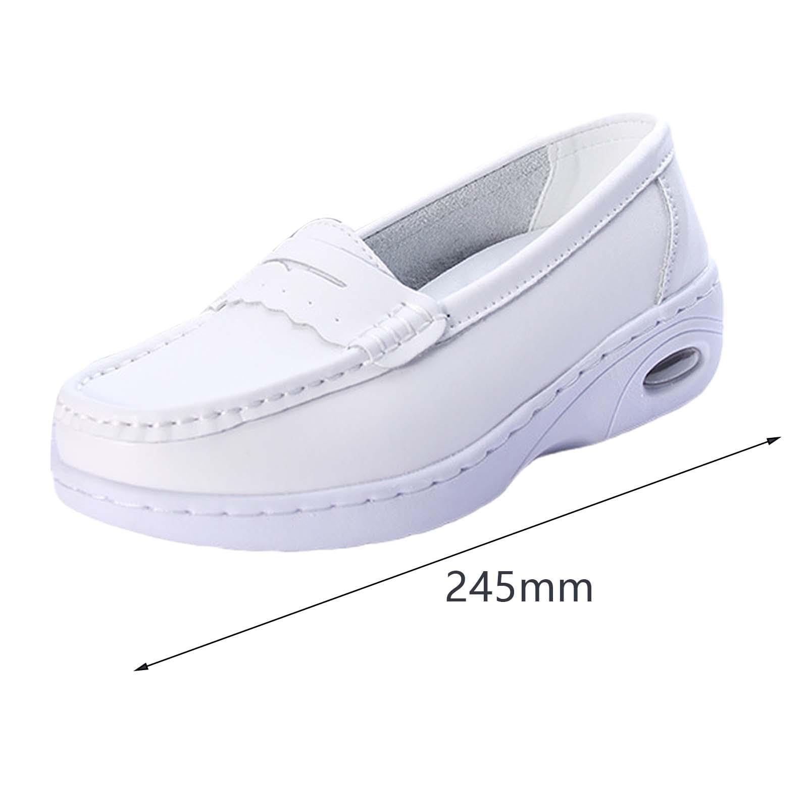 Amagogo Zapatos de Enfermera para Mujer, Calzado Plano, Zapatos para Caminar, Zapatos Casuales cómodos, Mocasines de Enfermera, Zapatos de Cocina Blancos,
