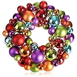 com-four® Türkranz Weihnachten - Adventskranz mit verschiedenen Christbaumkugeln in schönen Farben Ø ca. 32 cm - toll glänzende Weihnachtsdeko - Tischkranz