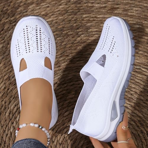 Women's Woven Orthopedic Walking Shoes Lightweight Mesh Woven Sneaker Comfort Slip-On Breathable Soft Sole Walking Shoes4