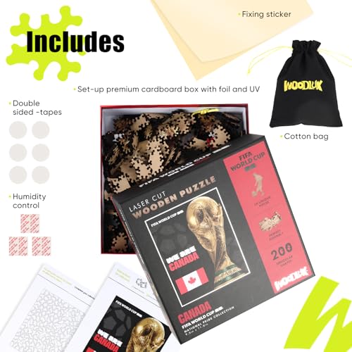 Image of FIFA Canada Poster-2 Wooden Puzzle for Adult, 200 Pieces Irregular Shape Puzzle, 5MM Thick, Creative Collectible Gift for Fans, Officially Licensed Product, 9.3 x 12