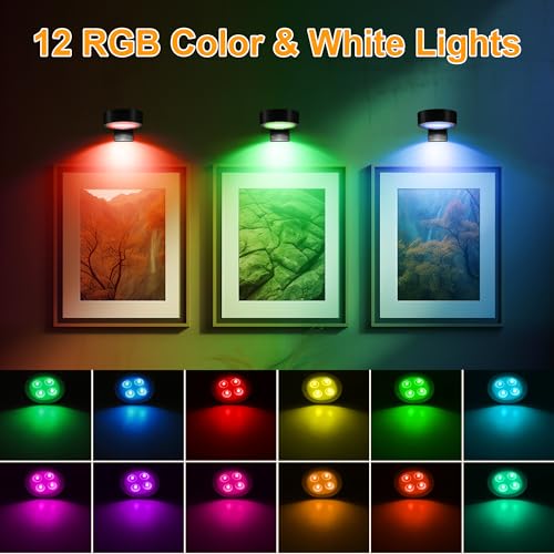 Pacote com 3 luzes de imagem para parede, luz de exibição de arte LED com mudança de cor RGB com bat